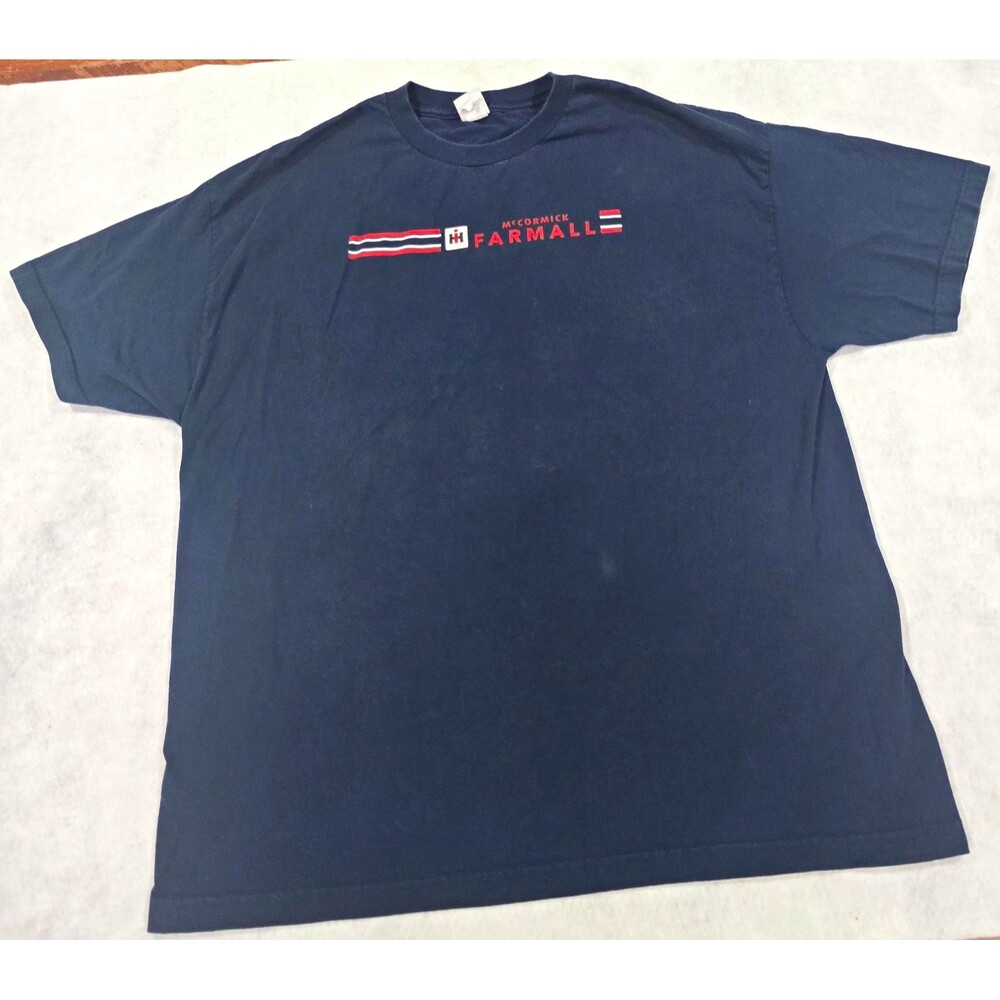 Farmall McCormick IH Logo Graphic T-Shirt Men's 2XL Blue Cotton Preshrunk